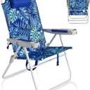 SUNNYFEEL Oversized Tall Folding Beach Chair Lightweight, 17" Portable Sand Chair for Adults Heavy Duty 500 LBS with Cup Holders, Foldable High Camping Lawn Chairs for Camp/Outdoor/Picnic/Sports, 1-Pack