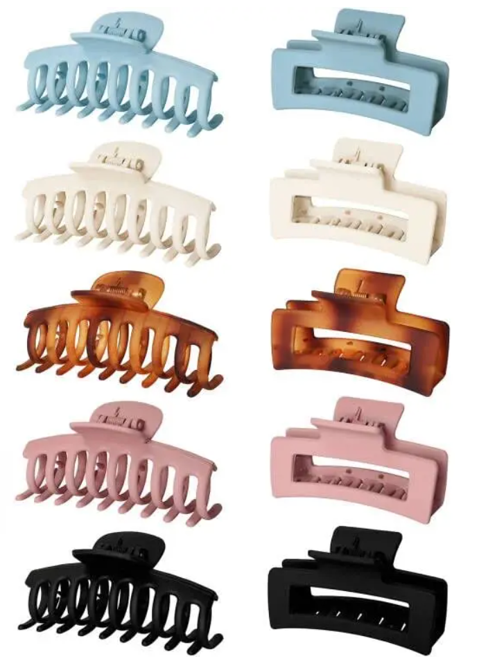 12 Pack Medium Large Claw Clips for Thin or Thick Hair, Double Row Hair Clips for Women, Strong Hold Matte Hair Claw Clips, 3.5 Inch
