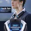 Portable Neck Fan with 6000mAh Battery, USB-C Rechargeable, Black Hands-Free Personal Fan 6 Speeds, 6-20Hrs Cooling for Outdoor Sports/Gym/Office, Adjustable 11oz Lightweight, Neck Cooler