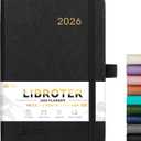 2026 Planner - Planner 2026, 2026 Weekly Monthly Planner, Jan.2026 - Dec.2026, 5.7'' x 8.4'', Thick Paper, Leather Cover, Pen Holder, Back Pocket, Bookmarks, Perfect Daily Organizer - Black