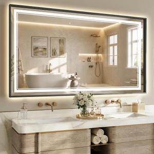 36"x60" LED Bathroom Mirror with Lights, Backlit + Front Lit, Anti-Fog, Lighted Bathroom Mirror with One-Piece Aluminum Alloy Frame, HD Shatterproof Tempered Glass, Dimmable, Memory Function