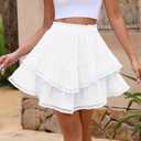 American Trends Skorts for Women Dressy Casual Flowy Shorts Boho Ruffle Tiered Skirts High Waist Mini Tennis Golf Skirt (Small, White)