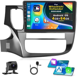 [4G+64G] Inefala for Mitsubishi Outlander 2012-2018 Android 15 Car Radio Stereo with Wireless Carplay Android Auto, 10 Inch HD Touchscreen with WiFi GPS Bluetooth5.0 FM/RDS 32EQ SWC Backup Camera MIC