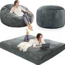 Bean Bag Chairs for Adults - Giant Bean Bag Chair Convertible Bean Bag Bed - Beanbag Chair with Micro Fiber Cover/Furniture Foam Filler - Floor Couch Sofa in Bedroom Dorm Room - Queen Charcoal