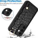 OOK Compatible with Samsung Galaxy S24 Plus Case with Wrist Strap, Cute Black Leopard Cheetah Pattern Soft TPU Bumper Shockproof Protection Slim Cover for Women Girls, for 6.7inch