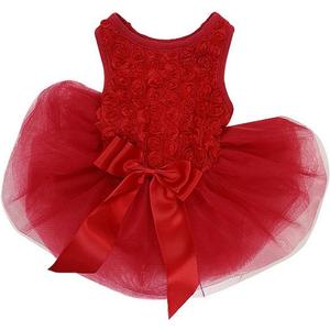 Kirei Sui Christmas Wedding Rosettes Dog Dress L Red (for Small Puppy)