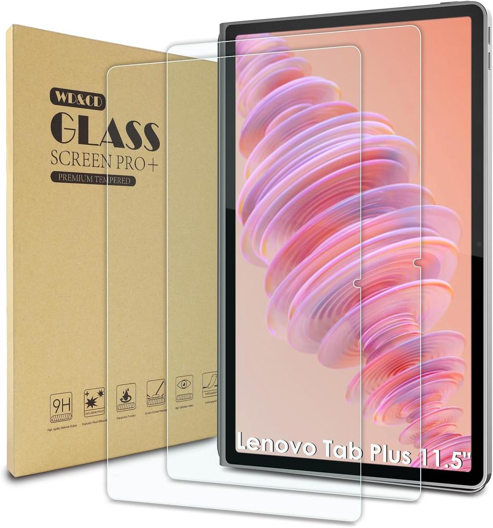 WD&CD 2 Pack Screen Protector Compatible with Lenovo Tab Plus 11.5", Case Friendly Tempered Glass for Lenovo Tab Plus 11.5 inch【Anti Scratch 】【Anti Bubble】【High Definition】