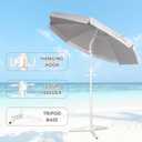 6.5ft Portable Beach Umbrellas for Sand Beach UV 50+ Umbrella with Tilt & Steel Pole, Protection with Heavy Duty Anchor, Patio Umbrella with Carry Bag