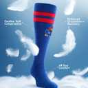 For Bare Feet NCAA KANSAS JAYHAWKS Cozy Feather Compression Varsity Stripe Team Color Large/Extra Large (Blue)