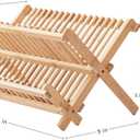 HBlife Dish Rack, Bamboo Folding 2-Tier Collapsible Drainer Dish Drying Rack with Utensils Flatware Holder Set (Dish Rack with Utensil Holder)