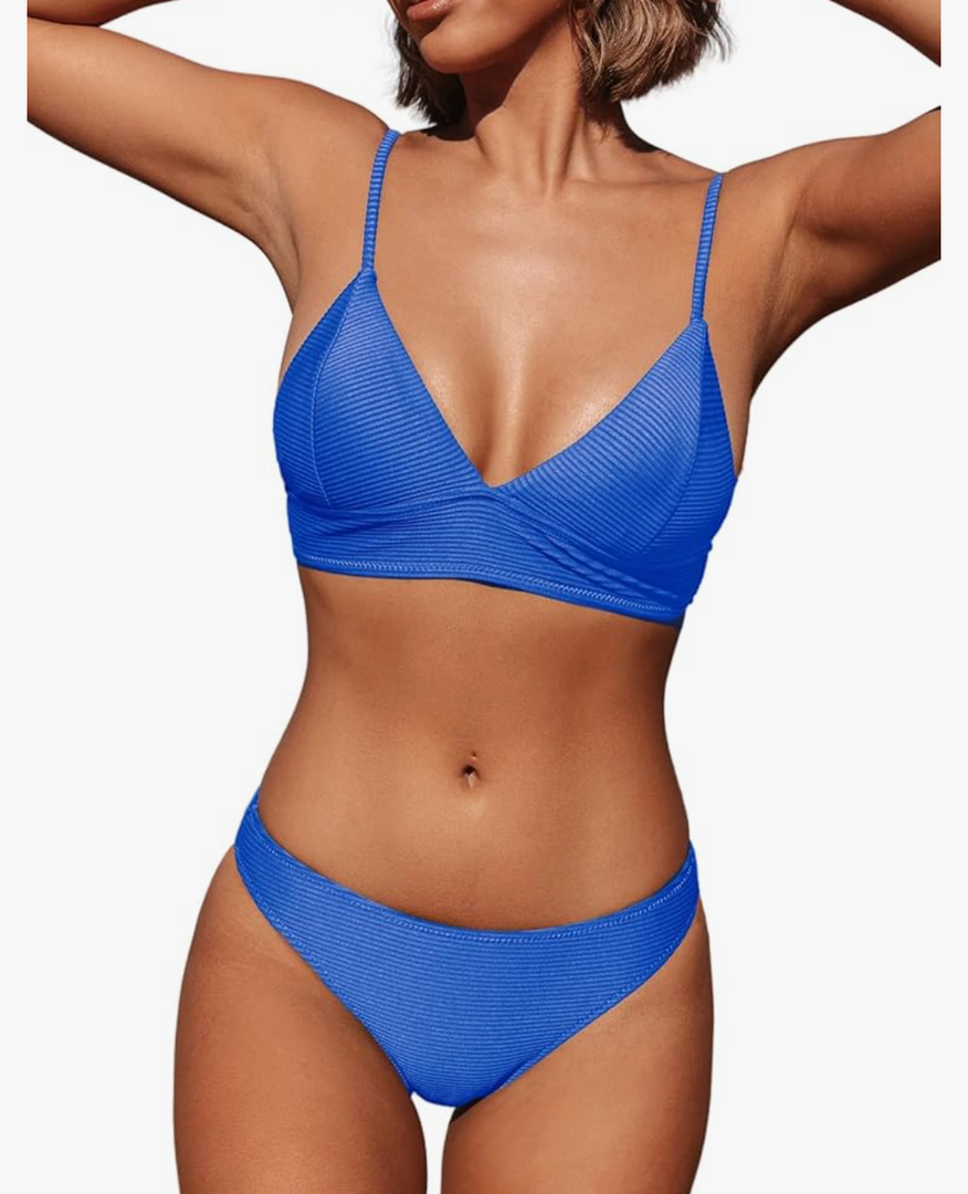 CUPSHE Women Bikini Set Solid Color Sexy Triangle Two Piece Swimsuit M