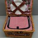 Picnic Basket for 2 - Picnic Basket with Cutlery Kit and Glasses, Insulated Picnic Set with Waterproof Liner, Portable Wicker Picnic Baskets with Lid and Handle for Outdoor, Picnic, Camping, Holidays