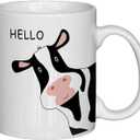 NATSUNO Cow Mug - 11oz Ceramic Coffee & Milk Mug Cup - Themed Gifts for Women & Cow Lovers
