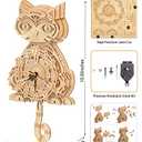 Wooden 3D Puzzles for Adults Model kit Cat Clock Kids Wall Clock Decor for Birthday Gift/Christmas Day