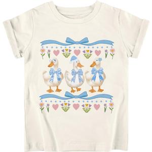 Funnycokid Little Girls T Shirt for Toddler Kids Tee Graphic Short Sleeve Clothes Tops 3-4T