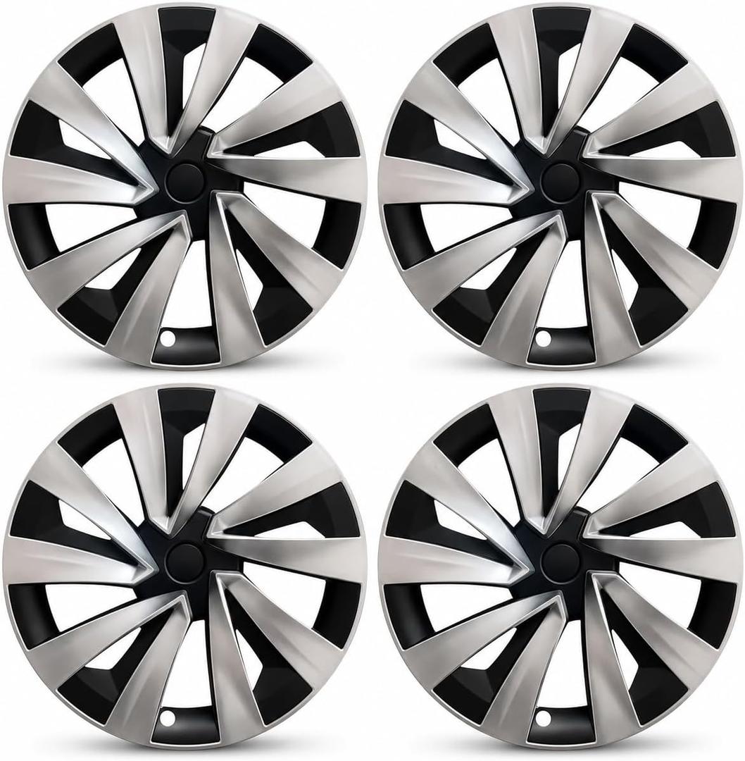 Tesla Model Y Juniper 19 Inch Wheel Covers 4PCS, Hubcaps with Rim Protectors for 2025 2026 Model Y Juniper Accessories, Matte Black Clip-On Wheel Caps Replacement, Not for 2021-2024 Model Y