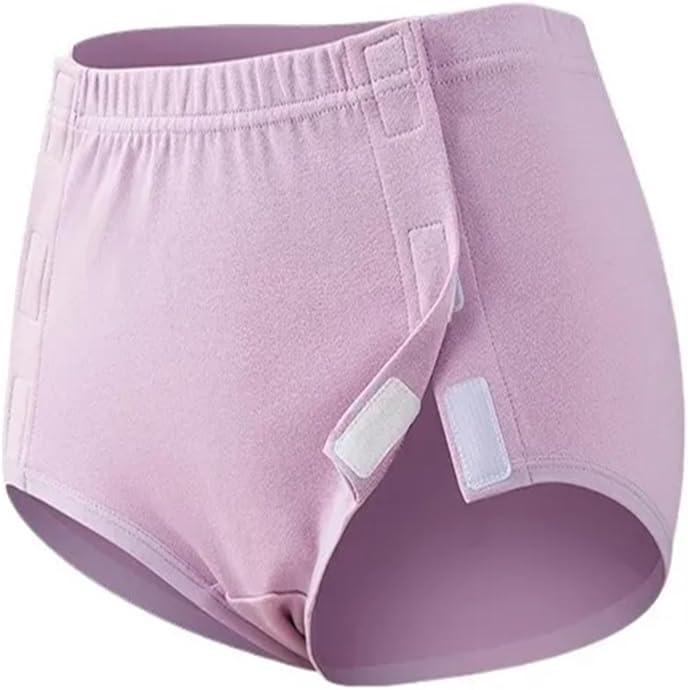 Women's Adaptive Cotton Underwear Easy Open Incontinence Panties for Elderly & Bedridden Care (2XL) (Pink, XXL)