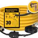 UTOOL 30 FT Heated Water Hose for RV Camper with 90 Degree Elbow, NSF 372 Drinking Water Certified Garden Hose, Automatic Thermostat Antifreeze Protection to -40F, 5/8" ID, 3/4" GHT Adapter