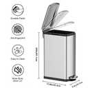 8 Gallon/30 Liters Slim Trash Can, Stainless Steel Garbage Can with Soft-Close Lid & Removable Inner Bucket, Narrow Step-on Trash Bin for Kitchen Bathroom Living Room Office, Silver