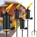 Home Garden Torch Set of 4, 16oz Outdoor Metal Torch Garden Dcor, 59-Inch Upgraded Citronella Torches with 3-Prong Grounded Stake, Metal Light Torches for Party Patio Pathway
