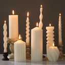Nuanchu 9 Pcs Modern Decorative Candles Set 5 Pillar Aesthetic Ribbed Candles 4 Spiral Taper Twisted Candlesticks Scented Smokeless Soy Wax for Wedding Holiday Dinner Home Decorations(White)