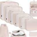 BAGAIL 6 Set/8 Set/10 Set Packing Cubes Various Sizes Packing Organizer for Travel Accessories Luggage Carry On Suitcase (Cream)
