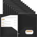 Henoyso 36 Pcs Black Plastic Folders with 2 Pockets and Clear Front Pocket 3 Holes for 3-Ring Binder Durable Poly Folder for School, Office & Home Organization
