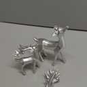 DN DECONATION Reindeer Christmas Decorations Set of 2  Silver Xmas Reindeer Figurines with Faceted Surface, Modern Resin Standing Christmas Deer Statues for Mantel Tabletop Shelf Winter Decor