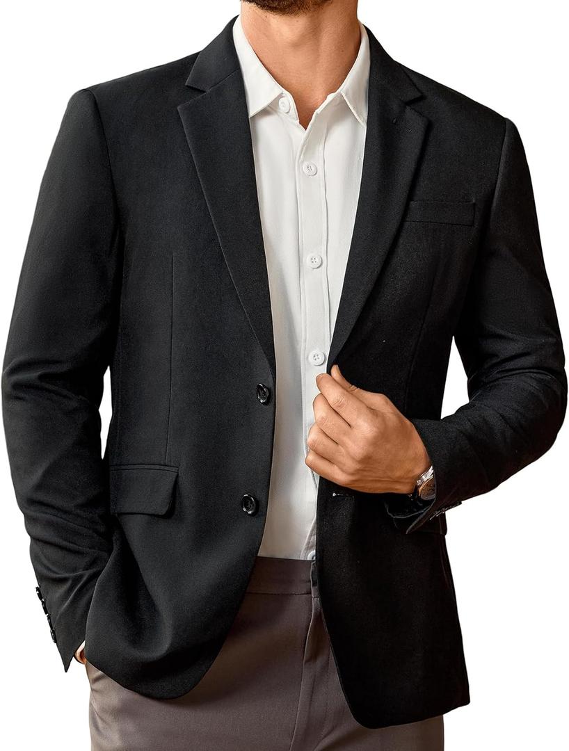 Vssjavun Mens Sport Coats Casual Blazer Two Button Lightweight Business Suit Jacket (XX-Large, Black)
