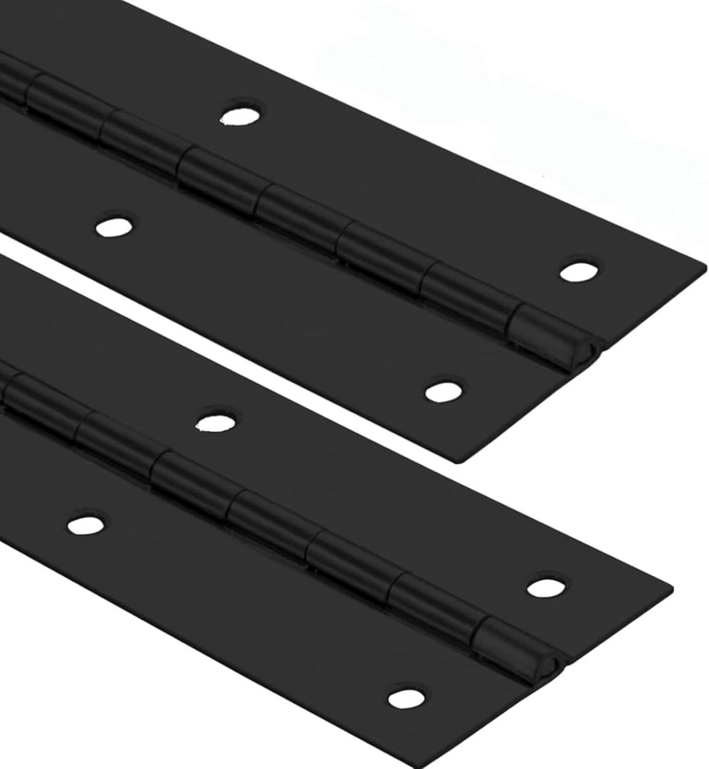 2Pack Heavy Duty Piano Hinge, 2" Open Width x 20" Continuous & Piano Hinges, 0.06 Thick Stainless Steel Piano Hinge with Holes, Black Stainless Furniture Hinges for Cabinet Door Cases Woodworking
