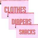 3pcs Hospital Bag Organizing Pouches for Labor and Delivery, Maternity Essentials Diaper Bag Organizer for Mom Travel (Pink, Large)
