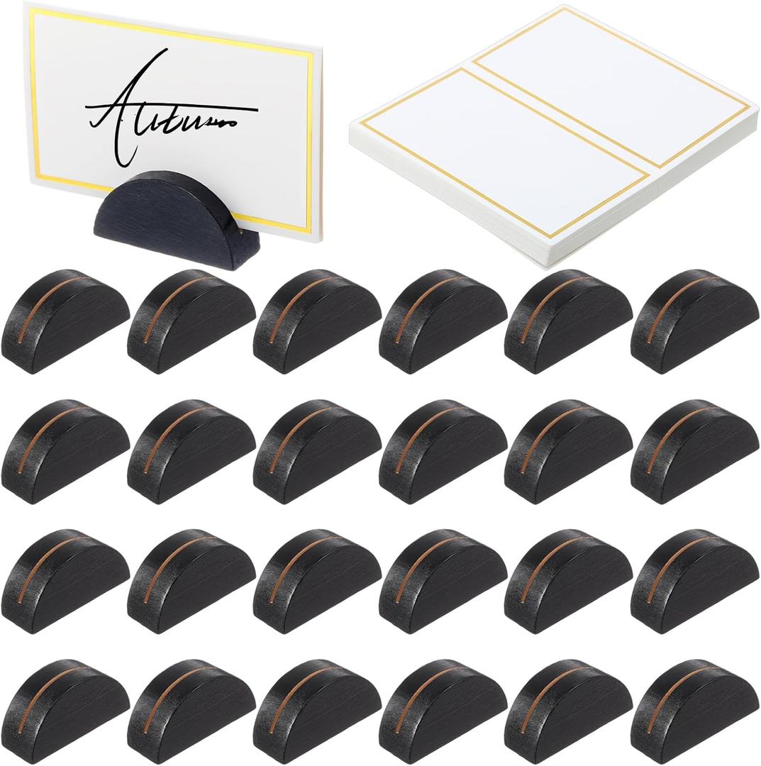 24 Pcs Wooden Table Number Stands Wedding Table Name Holder Semicircular Design Place Card Holders with 24 Pcs Tented Cards for Retail Shop Wedding Party Events Decoration(Black) 24 Pcs Wooden Table Number Stands Wedding Table Name Holder Semicircular Design Place Card Holders with 24 Pcs Tented Cards for Retail Shop Wedding Party Events Decoration(Black)