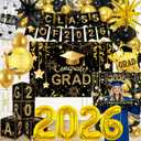 2026 Graduation Decorations Class of 2026 Black and Gold Congrats Grad Balloons,Banner,Backdrop,Photo Booth Props,Cards Boxes Kit for Graduation Party Decorations in Indoor or Outdoor (Graduation)