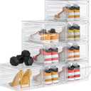 HOMIDEC Shoe Storage, 8 Pack Shoe Organizer Clear Hard Plastic Shoe Box, Shoe Boxes Clear Plastic Stackable, Shoe Boxes with Lids for Size 13 (Transparent)