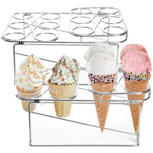 TOPZEA 2 Pack Ice Cream Cone Baking Racks, 12-Cavity Cupcake Waffle Cone Holder Dessert Display Stands for Baking, Cooling, Serving, Birthday, Baby Shower, Wedding Party, Christmas Treat