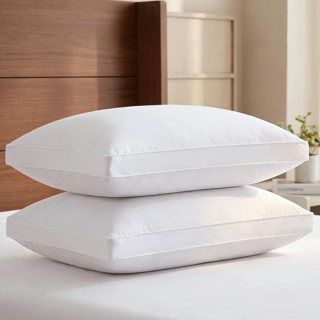 Bed Pillows for Sleeping Queen Size Set of 2 - Super Soft & Fluffy w/ Down Alternative Filling - Hotel Luxury Quality, Gusseted Pillow for Back, Stomach & Side Sleepers - Comfy & Breathable - White