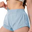 Athletic Shorts for Women Running Shorts with Liner, Quick Dry Active Workout Gym Shorts with Pockets 2.5 Inch (Blue, L)