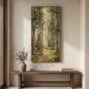 Framed Vintage Forest Landscape Vertical Wall Art for Living Room, 20x40 In