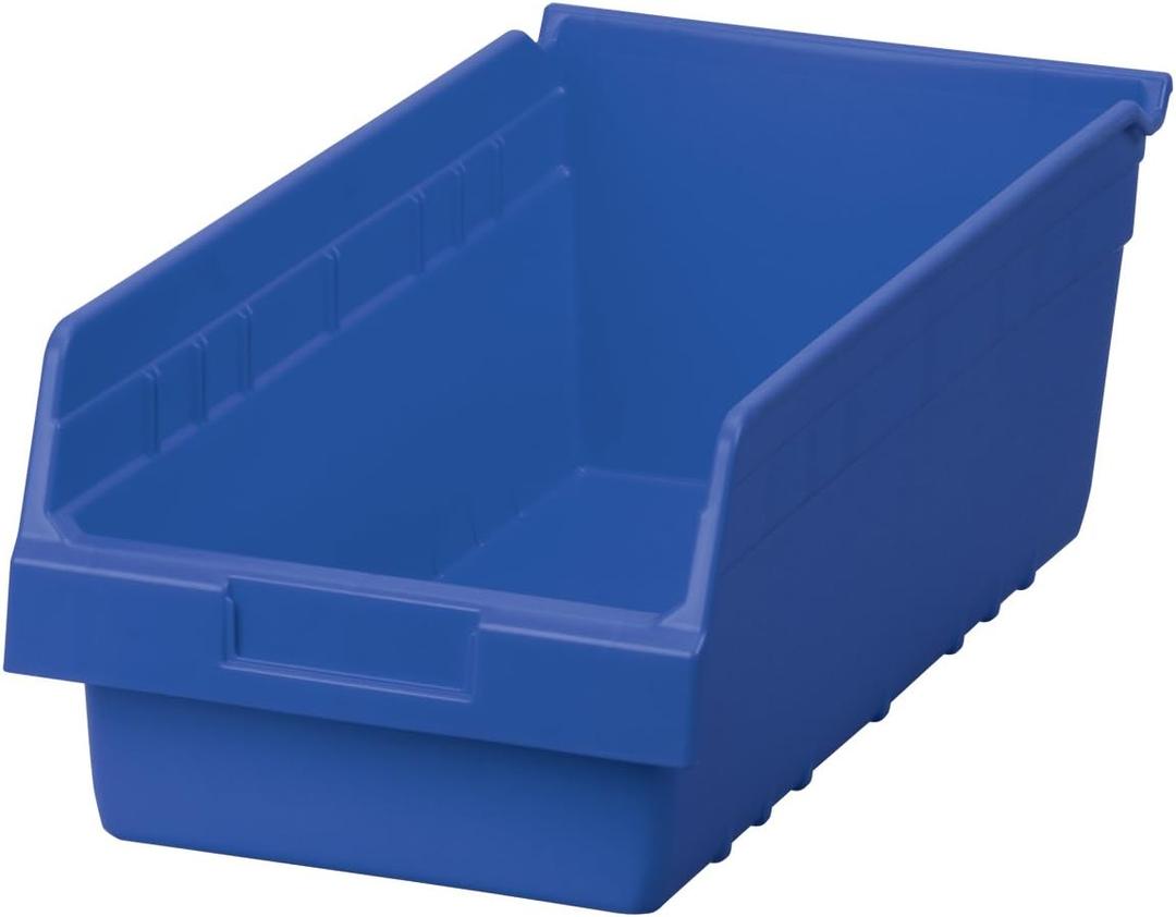 Akro-Mils 30088 ShelfMax Plastic Nesting Shelf Bin Box, 18-Inch L by 8-Inch W by 6-Inch H, Blue, Case of 8