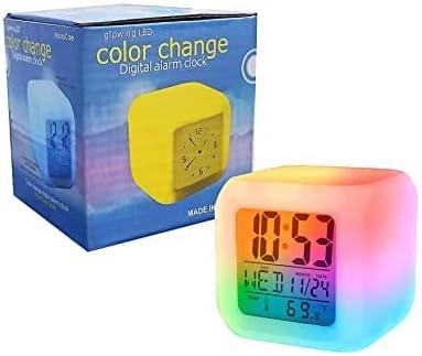 Bhawani Collection Digital Alarm Clock with Automatic 7 Color Changing LED Display Clock Date Time Temperature Digital Clock Alarm Clock Square 778 (Unit-1 Multi Color)