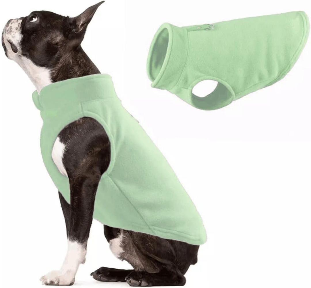 JACKO & CO - Fleece Vest Dog Sweater with Leash Ring - Soft, Warm & Lightweight Pullover Coat for Small & Medium Dogs, Puppies & Cats - Cozy Fall/Winter/Spring Pet Jacket (Mint Green, Large 10-16lbs)