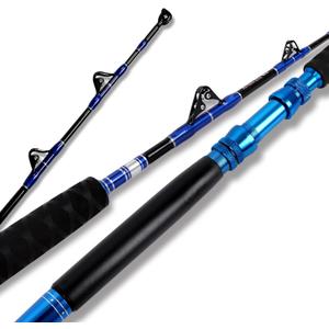 Fiblink 2-Piece Saltwater Offshore Trolling Rod 5-Feet 6-Inch Heavy Roller Rod Conventional Boat Fishing Pole(30-50lb)