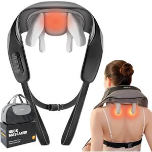 Neck Massager for Pain Relief Deep Tissue, Shiatsu Neck and Back Massager With Heat, Electric Massage Pillow for Shoulder Leg Body Muscle Pain Relief, Gifts For Women Men Mom Dad (Blackwith bag)
