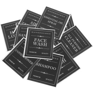 Sewroro 3sets Travel Dispenser Stickers Self-Adhesive Shampoo Bottle Labels Multi-Style Body Wash Lotion Stickers Labels for Organized Toiletries (8.00X7.00X0.01CM, Black)