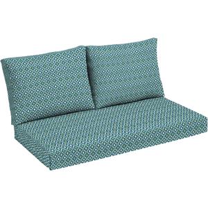 Arden Outdoor Loveseat Cushion Set, 48 x 24, Rain-Proof, Fade Resistant, Cushion Set for Couch, Bench, and Swing Alana Tile