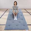 Japanese Futon Floor Mattress, Folding Tatami Mat Sleeping Pad,Roll Up Kids Floor Lounger (Twin, Grey)