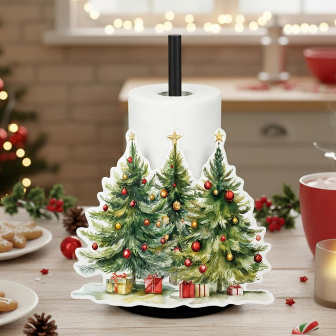Christmas Tree Paper Towel Holders 11.8 Inches Vintage Paper Towel Holder Countertop Christmas Kitchen Countertop Decor for Holiday Kitchen Indoor