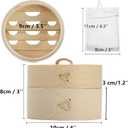 Lyellfe 3 Pack Bamboo Bar Holder, Natural Soap Dishes with Lid Foaming Net, Round Shampoo Soap Tray Saver Box, Mini Snack Steamer Container for Travel, Bathroom, Shower