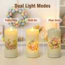 Eywamage Fiber Optic Spring Flameless Candles with Remote, Flickering Easter LED Pillar Candles Battery Operated Set of 3