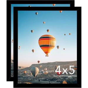 4x5 Picture Frame Set of 2 for Wall Hanging or Tabletop, Wall Mounting Horizontally or Vertically, 4 x 5 Wall Gallery Poster Photo Frames for 4 by 5 Photo, 2 Pack, Black